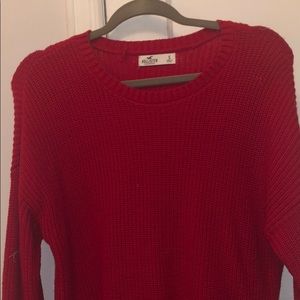 red knit sweater